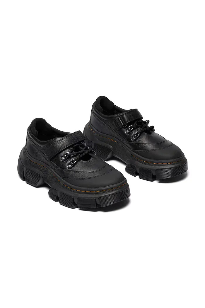 Dr. Martens Кожени половинки обувки DMXL Mary Jane в черно с платформа DM42060001