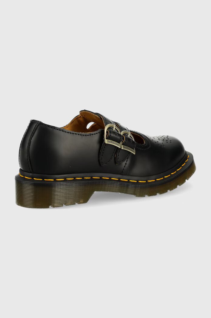Dr Martens Кожени половинки обувки в черно с равна подметка