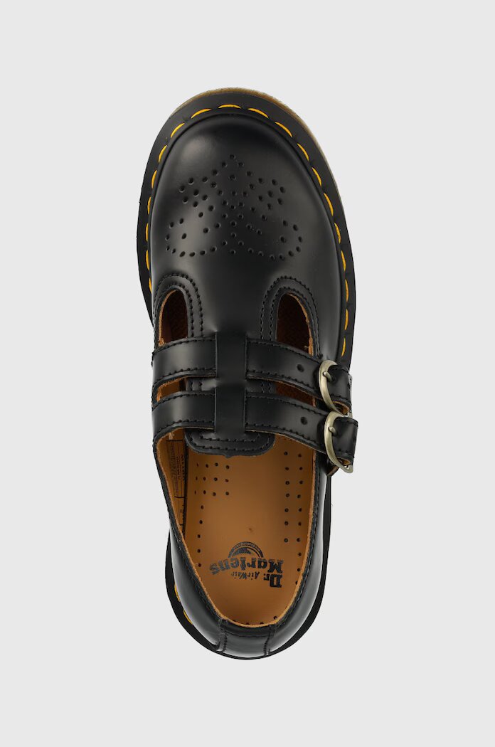 Dr Martens Кожени половинки обувки в черно с равна подметка