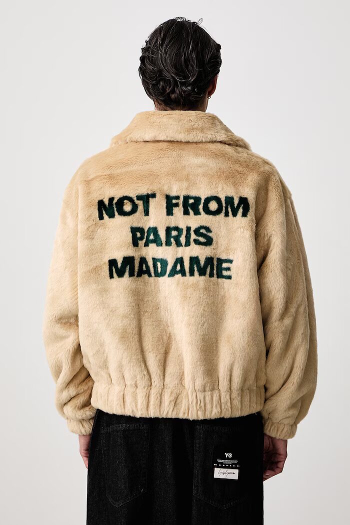 Drôle de Monsieur късо мъжко яке La Fausse Fourrure Slogan бежово I-CT122-PC004