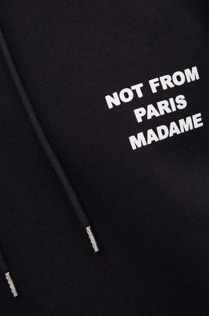 Drôle de Monsieur Памучен суичър Le Hoodie Slogan в черно с качулка с принт PERM-HO162-CO127-BL