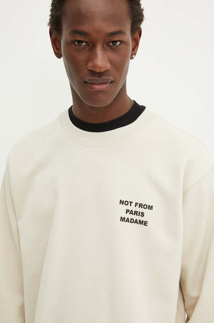 Drôle de Monsieur Памучен суичър в бежово с принт PERM.SW149.CO127 Le Sweatshirt Slogan