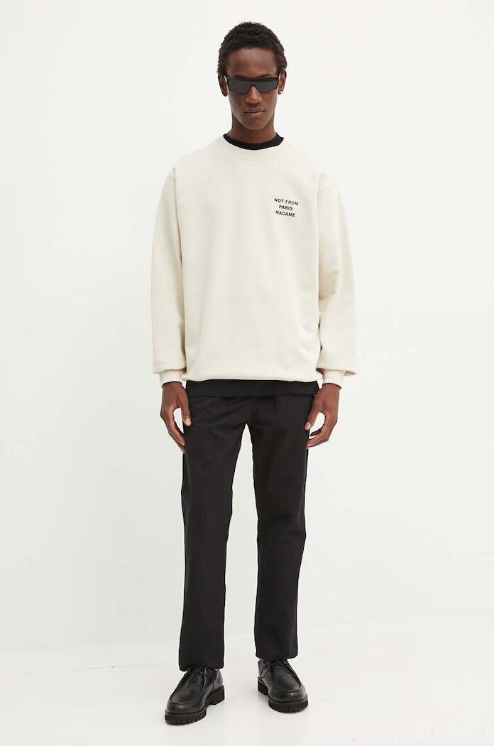 Drôle de Monsieur Памучен суичър в бежово с принт PERM.SW149.CO127 Le Sweatshirt Slogan