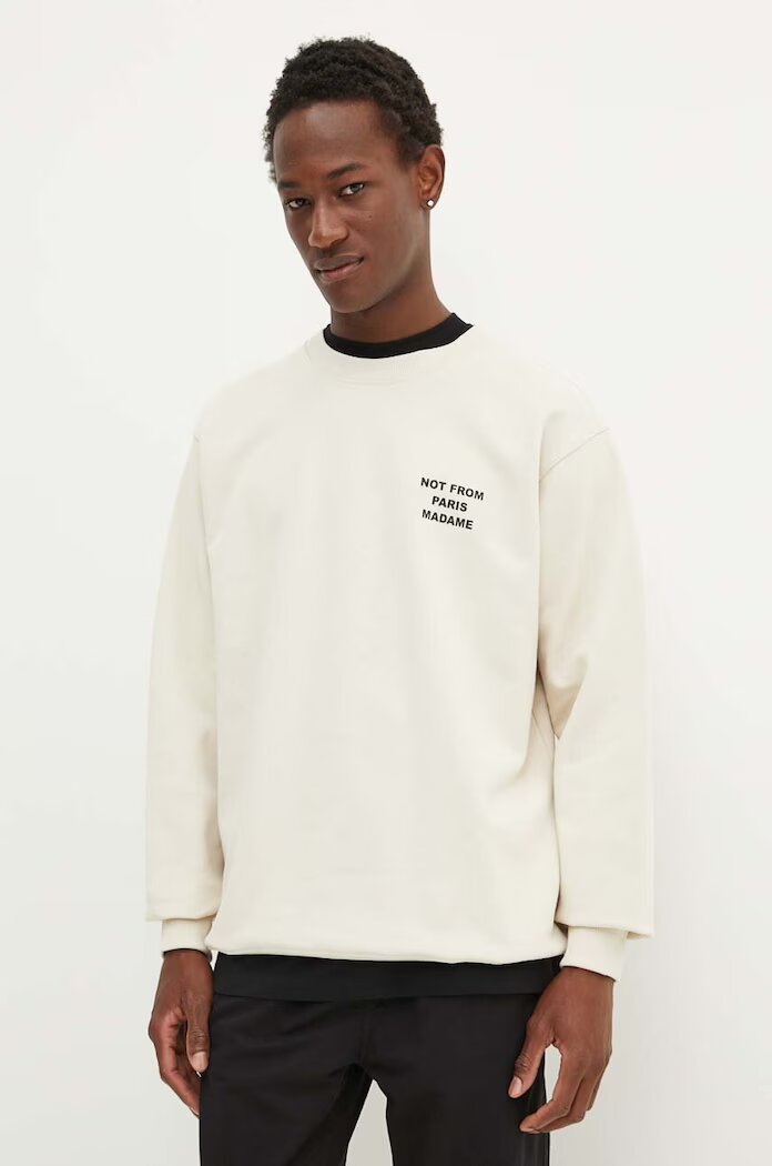 Drôle de Monsieur Памучен суичър в бежово с принт PERM.SW149.CO127 Le Sweatshirt Slogan