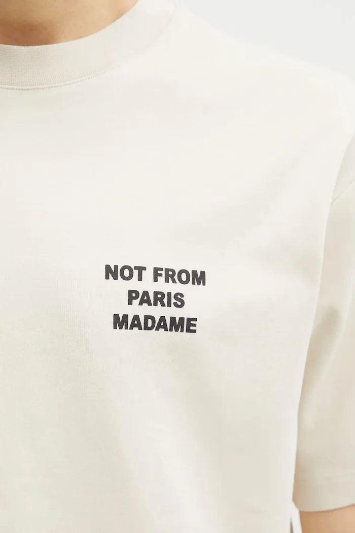 Drôle de Monsieur Памучна тениска Le T-Shirt Slogan в бежово с принт PERM.TS203.CO002
