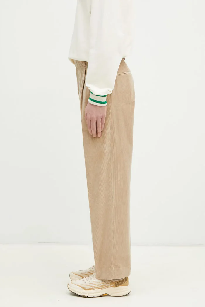 Drôle de Monsieur панталон мъжки от джинс Le Pantalon Golfeur Corduroy бежов с висока талия PERM-BP165-CO156-BG