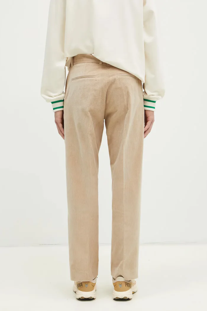 Drôle de Monsieur панталон мъжки от джинс Le Pantalon Golfeur Corduroy бежов с висока талия PERM-BP165-CO156-BG