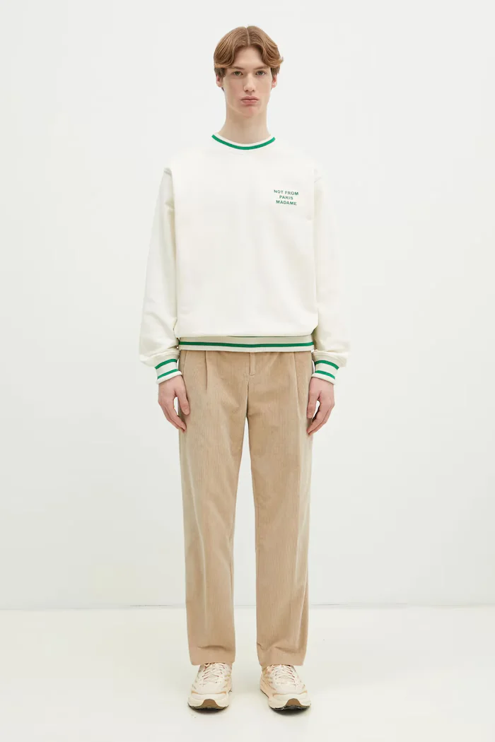 Drôle de Monsieur панталон мъжки от джинс Le Pantalon Golfeur Corduroy бежов с висока талия PERM-BP165-CO156-BG