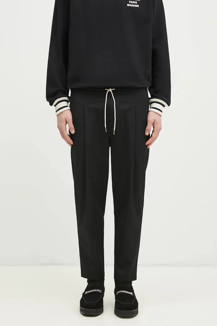 Drôle de Monsieur Панталон с вълна Le Pantalon Cropped в черно със стандартна кройка PERM-BP167-PL127-BL