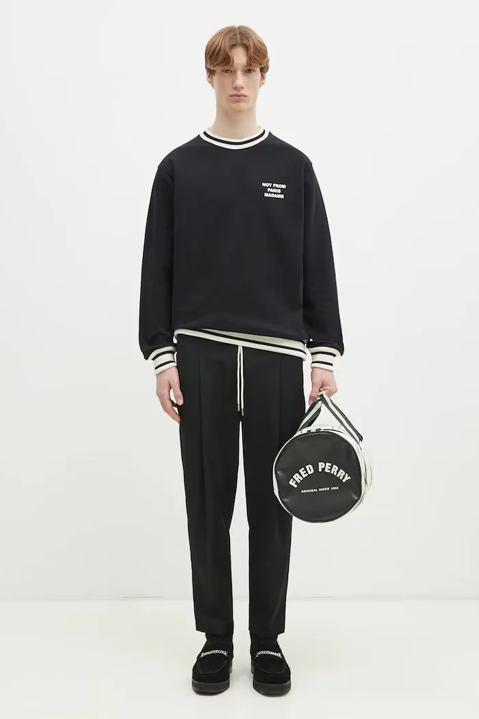 Drôle de Monsieur Панталон с вълна Le Pantalon Cropped в черно със стандартна кройка PERM-BP167-PL127-BL