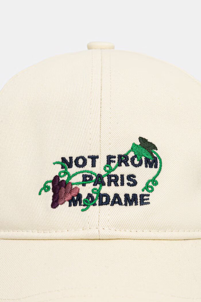 Drôle de Monsieur шапка с козирка мъжка от памук Vine Embroidered Slogan бежова L-CP206-CO138