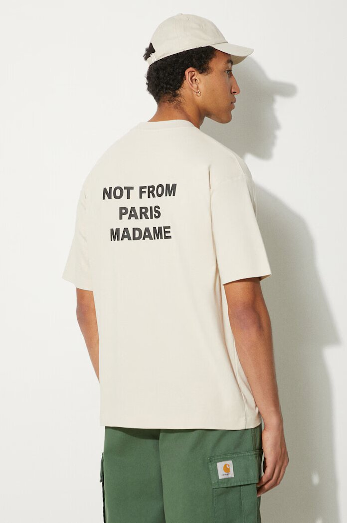 Drôle de Monsieur тениска мъжка от памук Le T-Shirt Slogan бежова PERM-TS203-CO002-MT