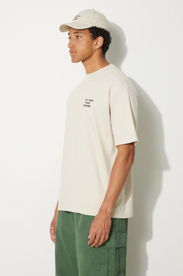 Drôle de Monsieur тениска мъжка от памук Le T-Shirt Slogan бежова PERM-TS203-CO002-MT