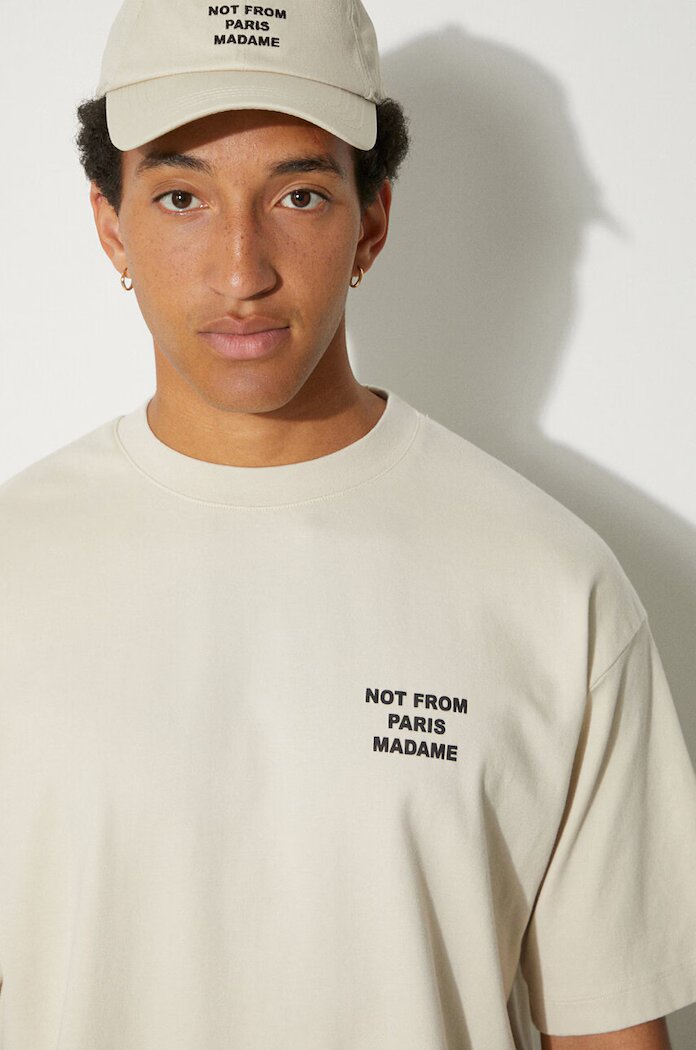 Drôle de Monsieur тениска мъжка от памук Le T-Shirt Slogan бежова PERM-TS203-CO002-MT