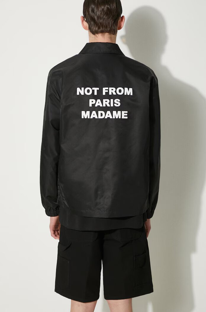 Drôle de Monsieur Яке тип риза La Veste Slogan в черно преходен модел PERM-JT183-PA014-BL