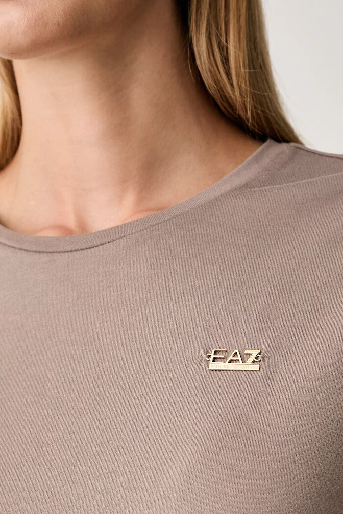 EA7 Emporio Armani блуза с дълги ръкави дамска с вискоза кафява AF13919.7W001652