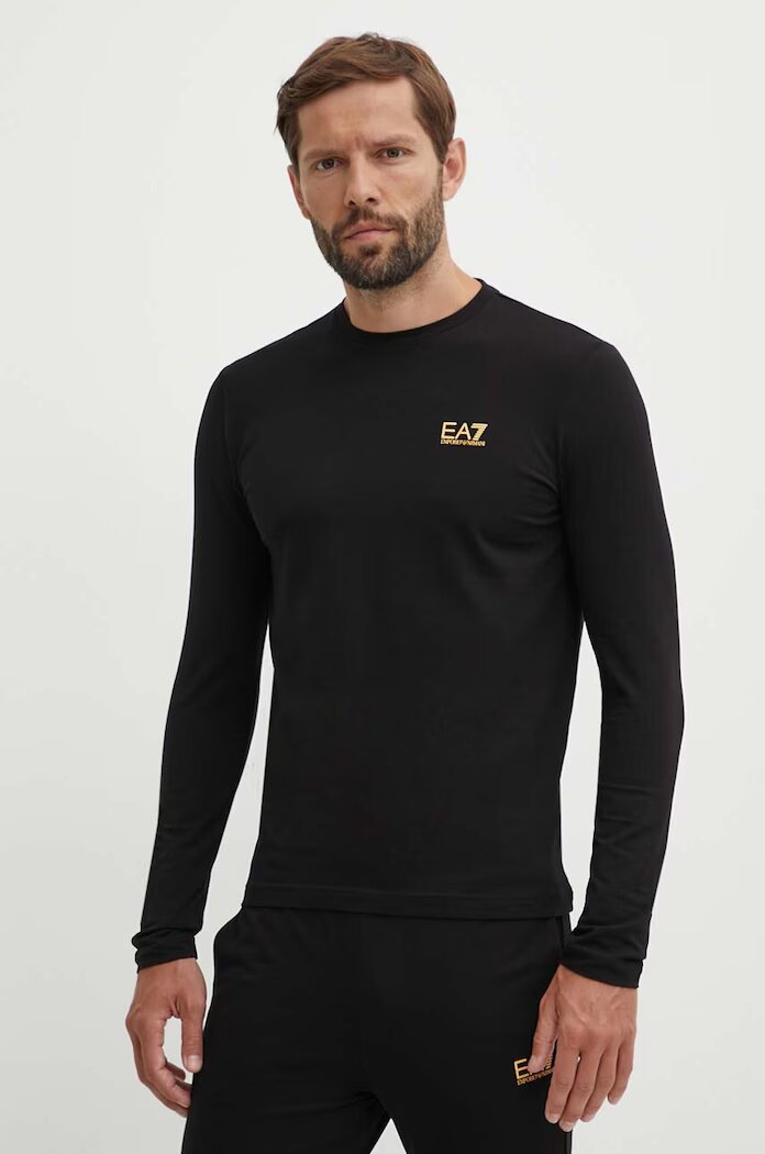 EA7 Emporio Armani Блуза с дълги ръкави в черно с принт PJVQZ.8NPT28