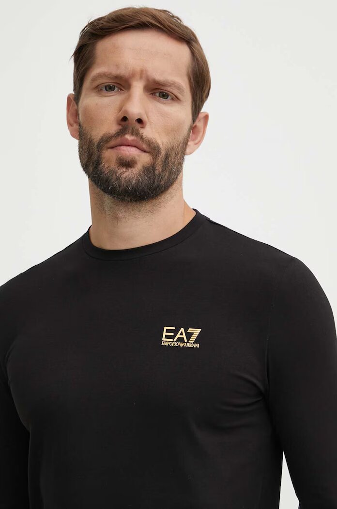 EA7 Emporio Armani Блуза с дълги ръкави в черно с принт PJVQZ.8NPT28