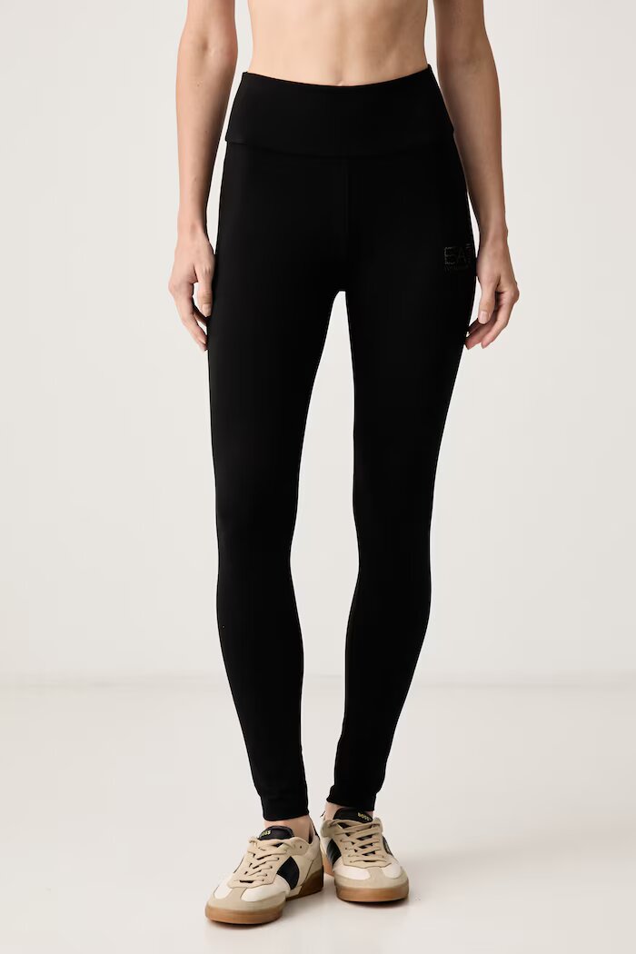 EA7 Emporio Armani клин дамски с памук черен с висока талия AF12484.7W001374