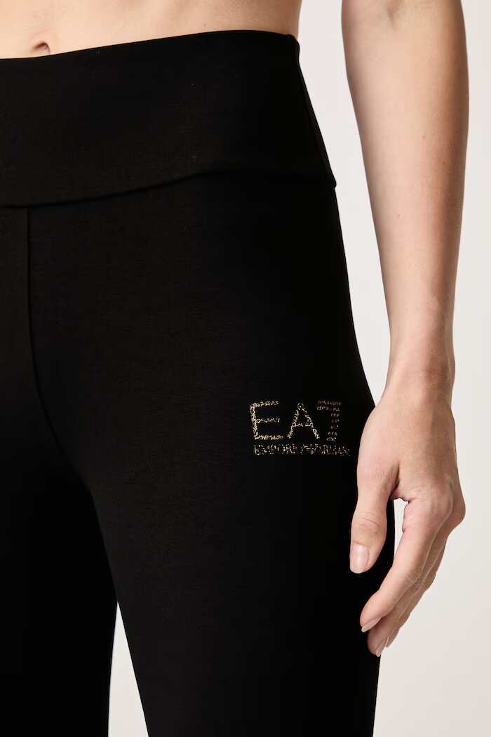 EA7 Emporio Armani клин дамски с памук черен с висока талия AF12484.7W001374