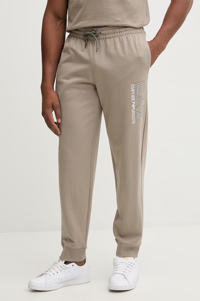 EA7 Emporio Armani Памучен спортен панталон мъжки в бежово с принт AF13512.7M001316