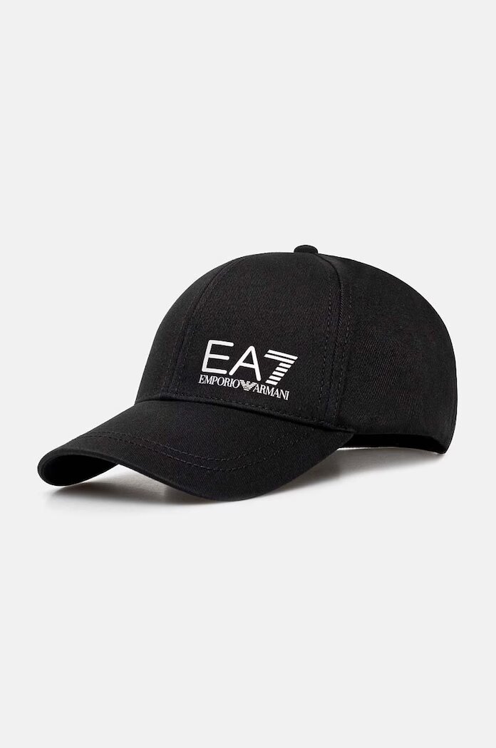 EA7 Emporio Armani Памучна шапка с козирка в черно с принт AF11989.7X000005