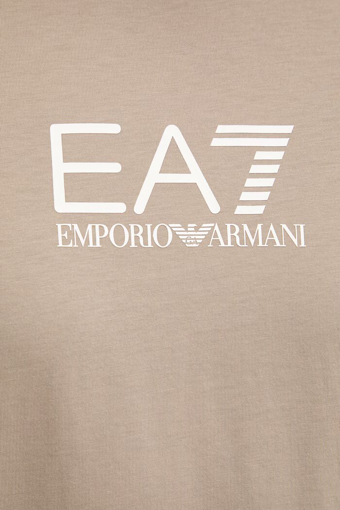 EA7 Emporio Armani Памучна тениска в кафяво с принт AF12503.7M001603