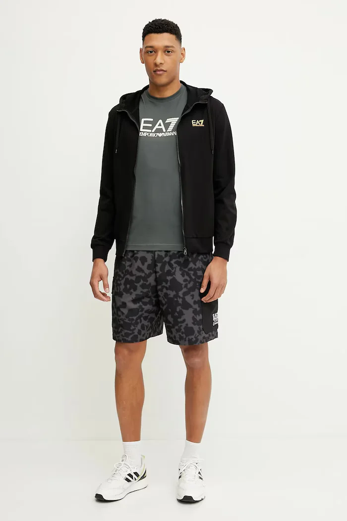EA7 Emporio Armani Памучна тениска в сиво с принт AF10375.7M000224