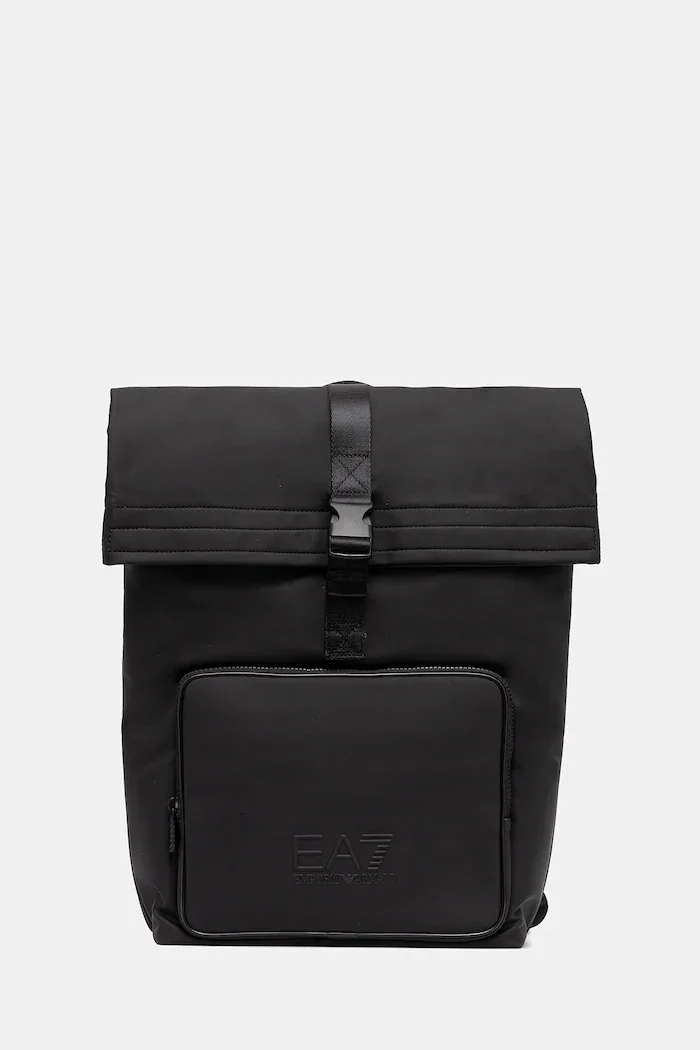 EA7 Emporio Armani Раница в черно голям размер с изчистен дизайн AF13811.7X000287