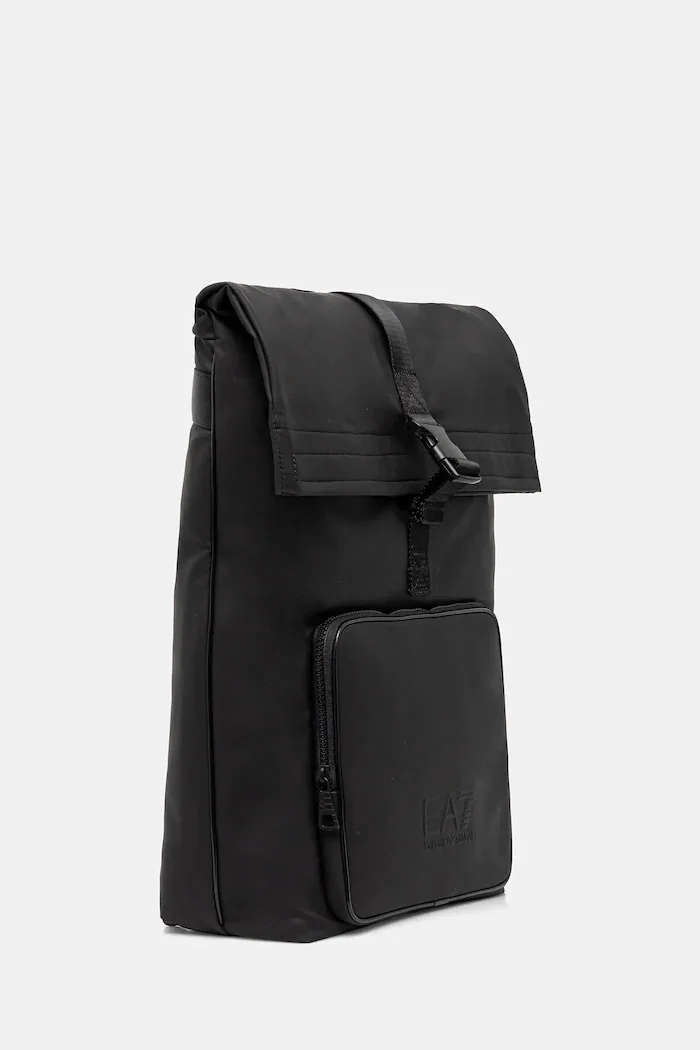EA7 Emporio Armani Раница в черно голям размер с изчистен дизайн AF13811.7X000287