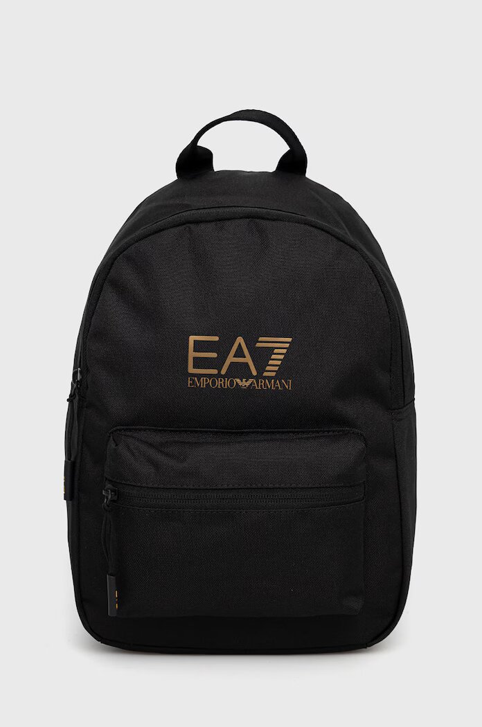 EA7 Emporio Armani Раница в черно малък размер с изчистен дизайн