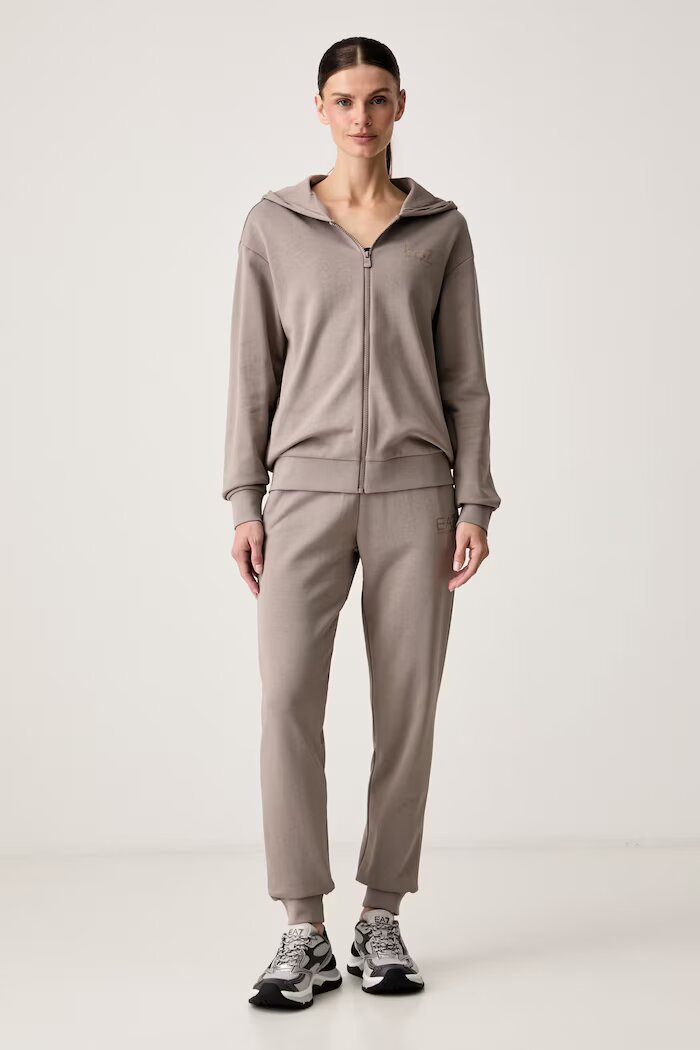 EA7 Emporio Armani спортен анцуг дамски с памук бежов AF12473.7W001369