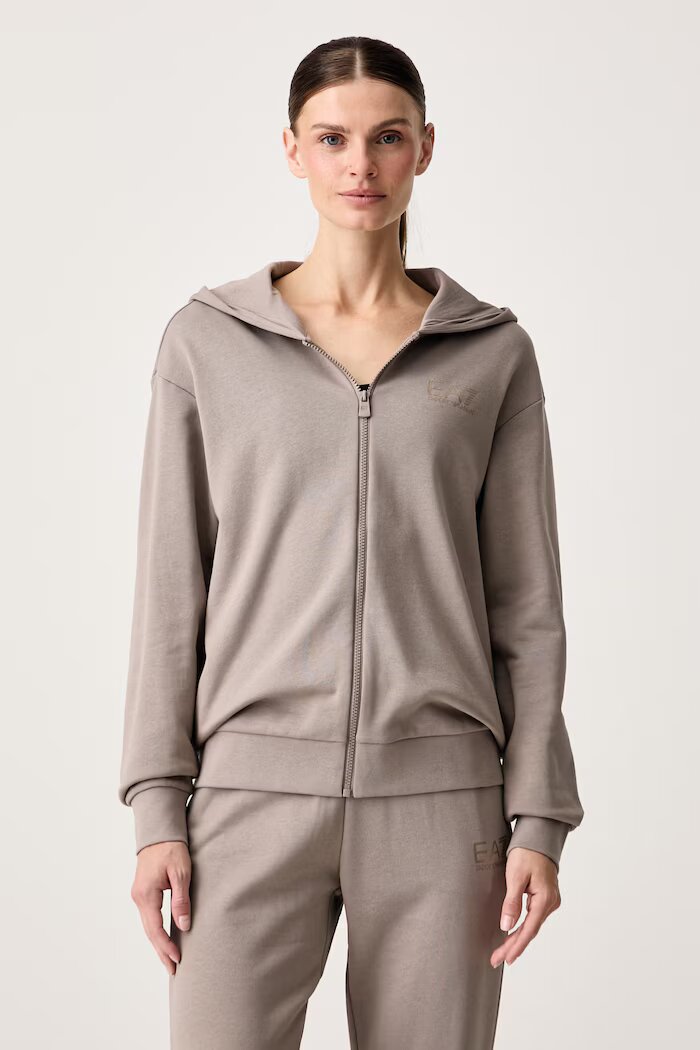 EA7 Emporio Armani спортен анцуг дамски с памук бежов AF12473.7W001369