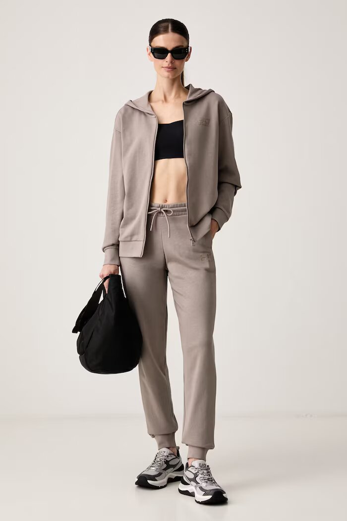 EA7 Emporio Armani спортен анцуг дамски с памук бежов AF12473.7W001369