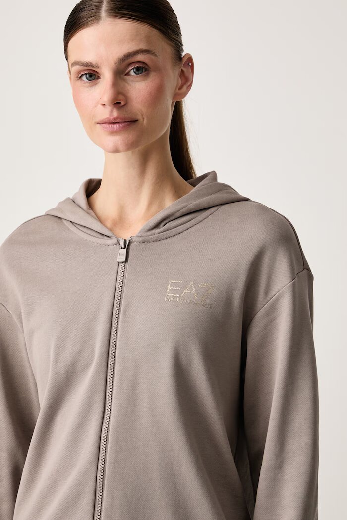 EA7 Emporio Armani спортен анцуг дамски с памук бежов AF12473.7W001369