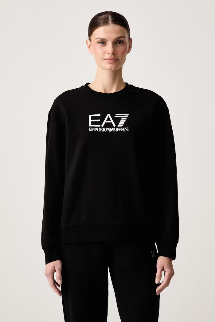 EA7 Emporio Armani спортен комплект анцуг дамски от памук с еластан черен AF13135.7W000115
