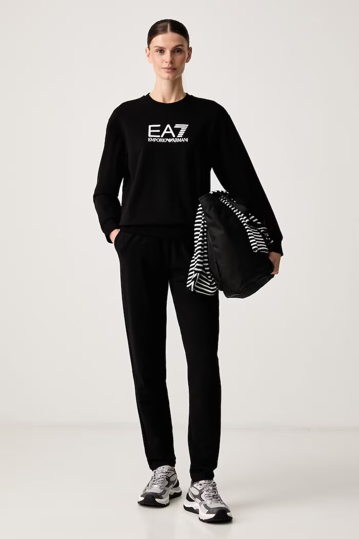 EA7 Emporio Armani спортен комплект анцуг дамски от памук с еластан черен AF13135.7W000115