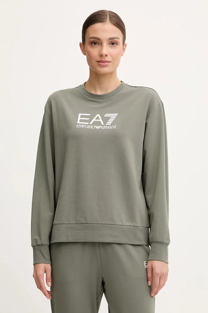 EA7 Emporio Armani спортен комплект анцуг дамски от памук с еластан зелен AF13135.7W000115