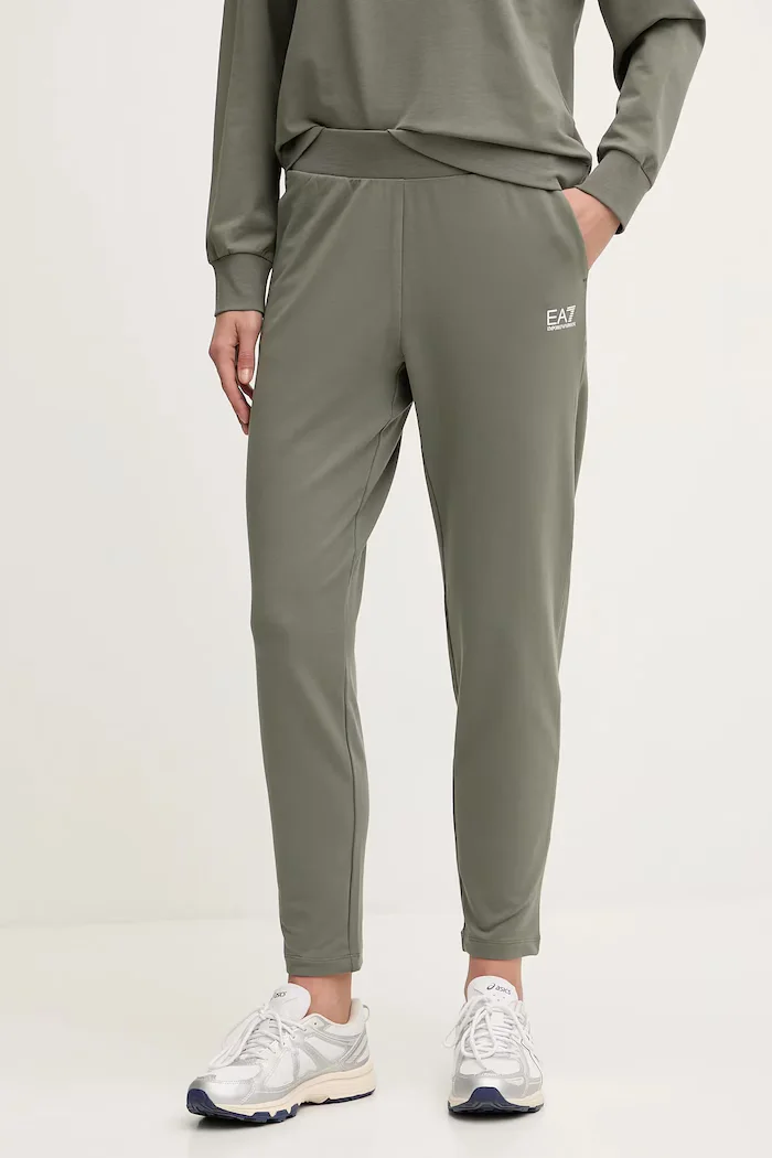 EA7 Emporio Armani спортен комплект анцуг дамски от памук с еластан зелен AF13135.7W000115