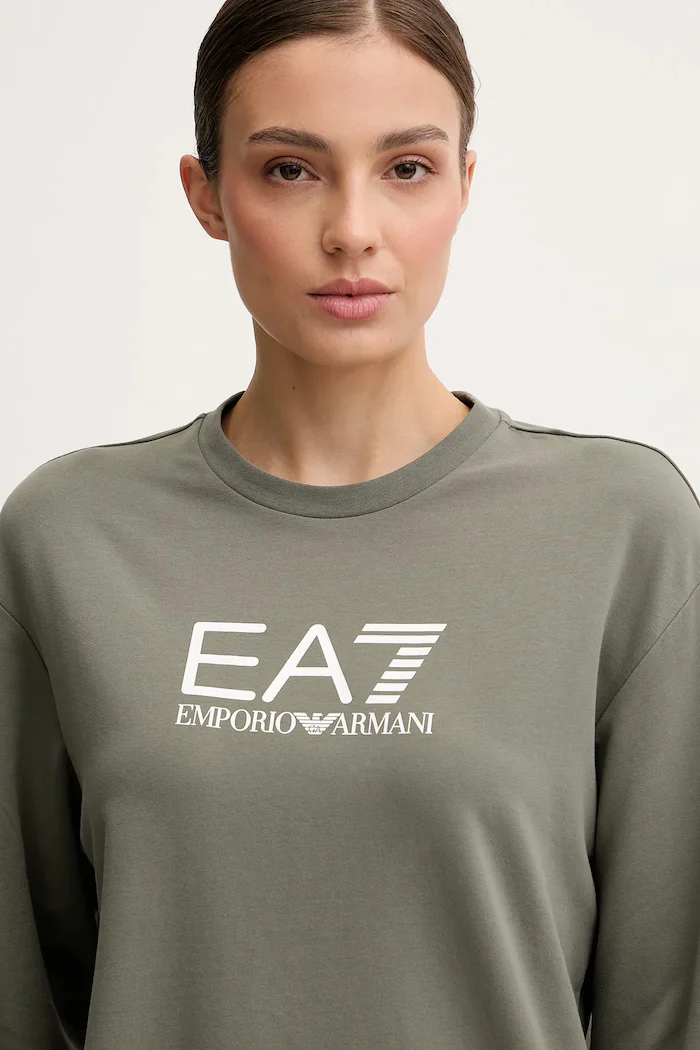 EA7 Emporio Armani спортен комплект анцуг дамски от памук с еластан зелен AF13135.7W000115