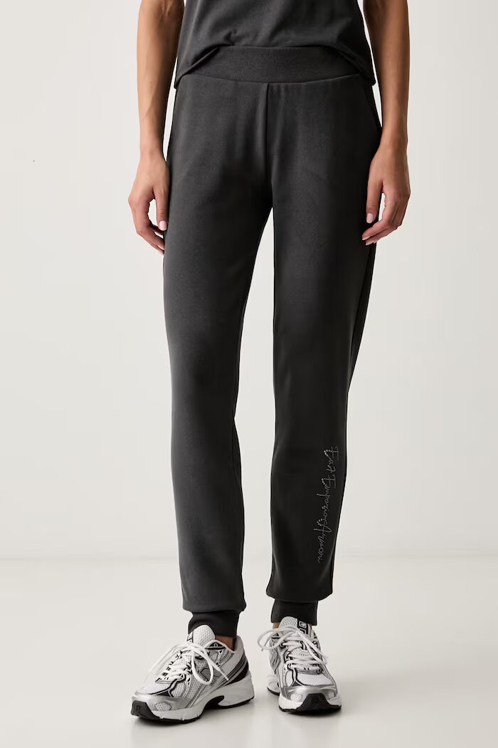 EA7 Emporio Armani спортен панталон дамски с памук сив с висока талия AF20758.7W001402