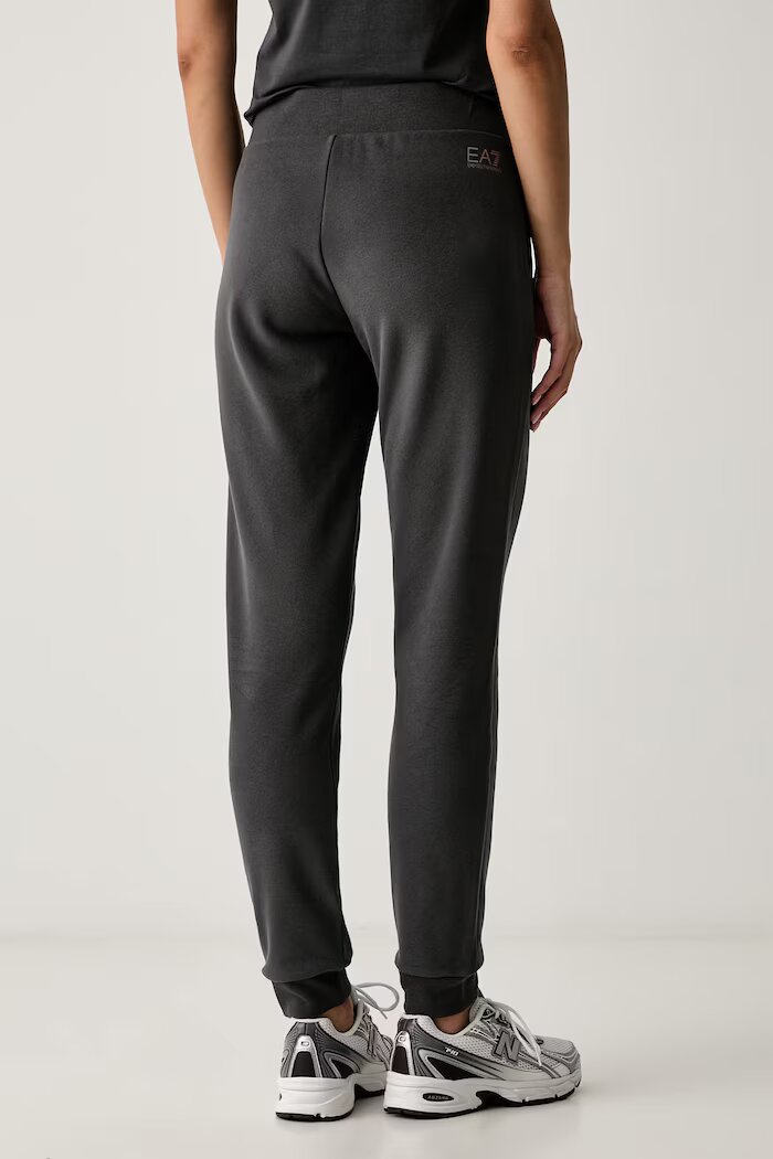EA7 Emporio Armani спортен панталон дамски с памук сив с висока талия AF20758.7W001402