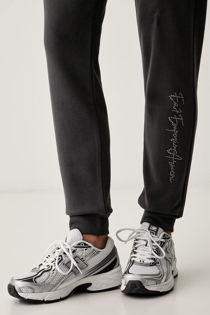 EA7 Emporio Armani спортен панталон дамски с памук сив с висока талия AF20758.7W001402