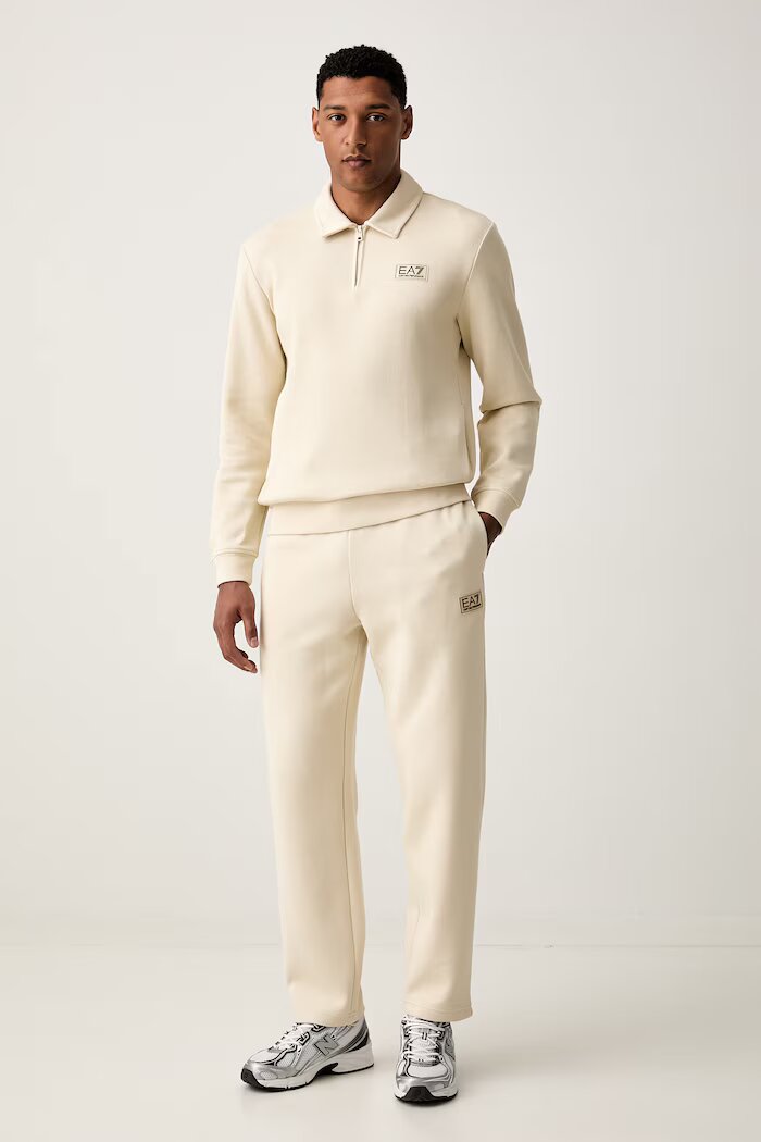 EA7 Emporio Armani спортен панталон мъжки от памук бежов с висока талия AF21822.7M002235