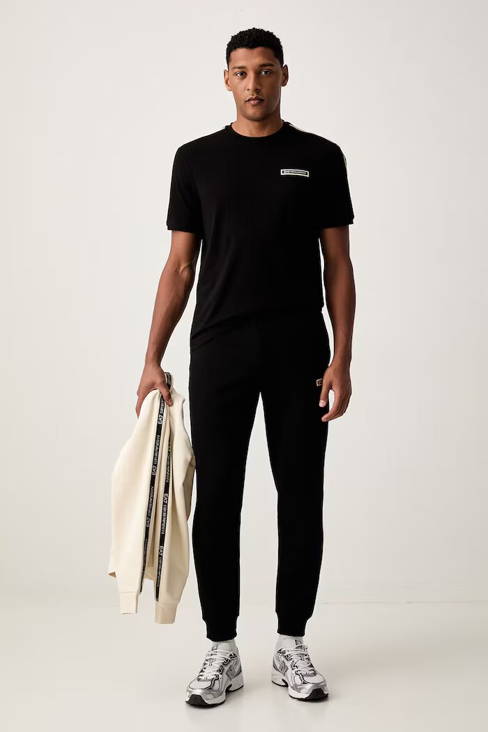 EA7 Emporio Armani спортен панталон мъжки с памук черен с висока талия AF10377.7M002198