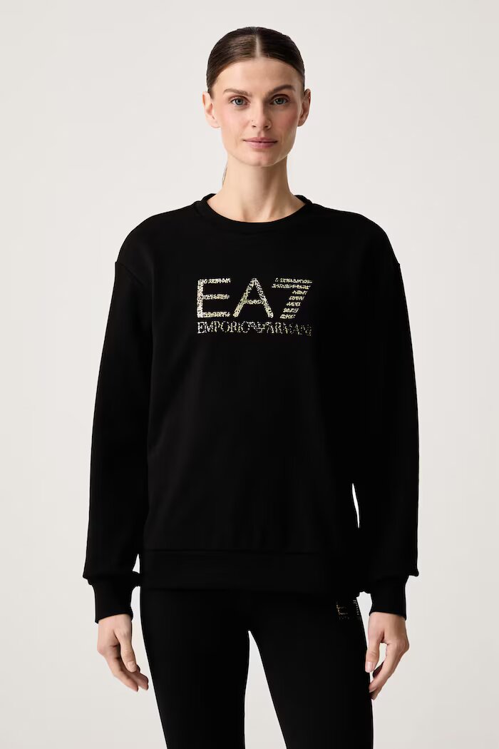 EA7 Emporio Armani суичър дамски с памук черен AF12473.7W001366