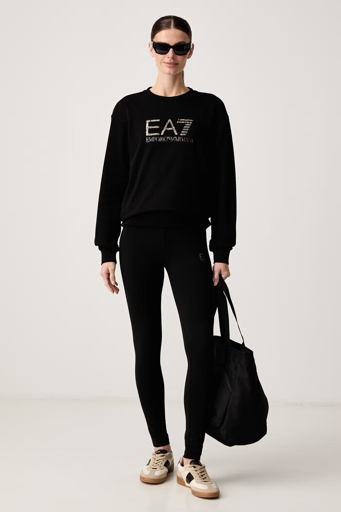 EA7 Emporio Armani суичър дамски с памук черен AF12473.7W001366