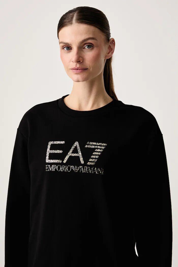 EA7 Emporio Armani суичър дамски с памук черен AF12473.7W001366
