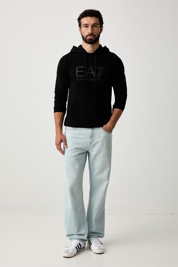 EA7 Emporio Armani суичър с качулка мъжки от памук черен AF22266.7M001413