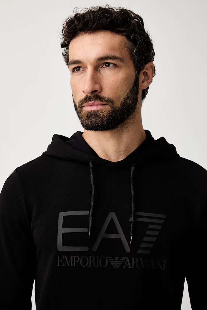 EA7 Emporio Armani суичър с качулка мъжки от памук черен AF22266.7M001413